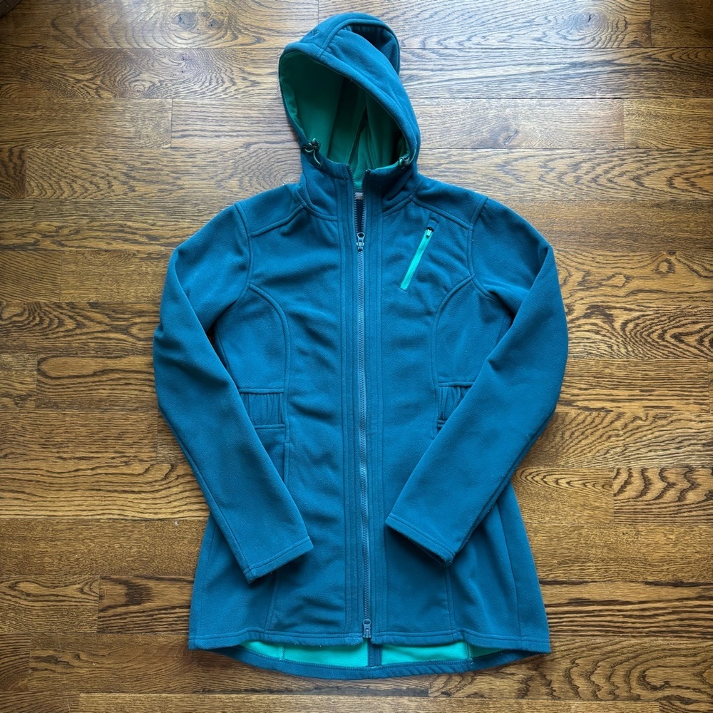 Athleta Teal Hooded Fleece Jacket | XS (Estimated; tag missing)